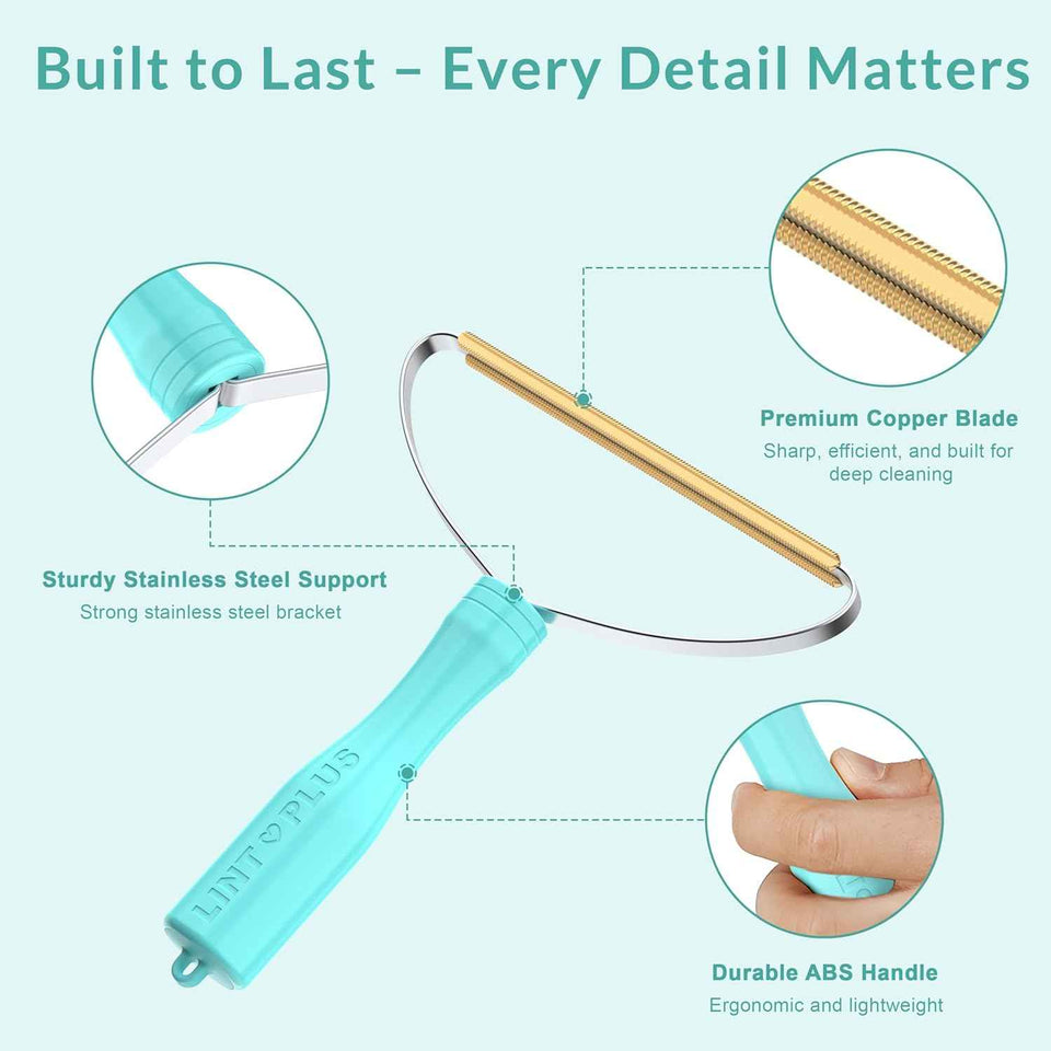 lintplus deep cleaner pro pet hair remover for multi fabric edge and carpet rake scraper, easy to use and durable