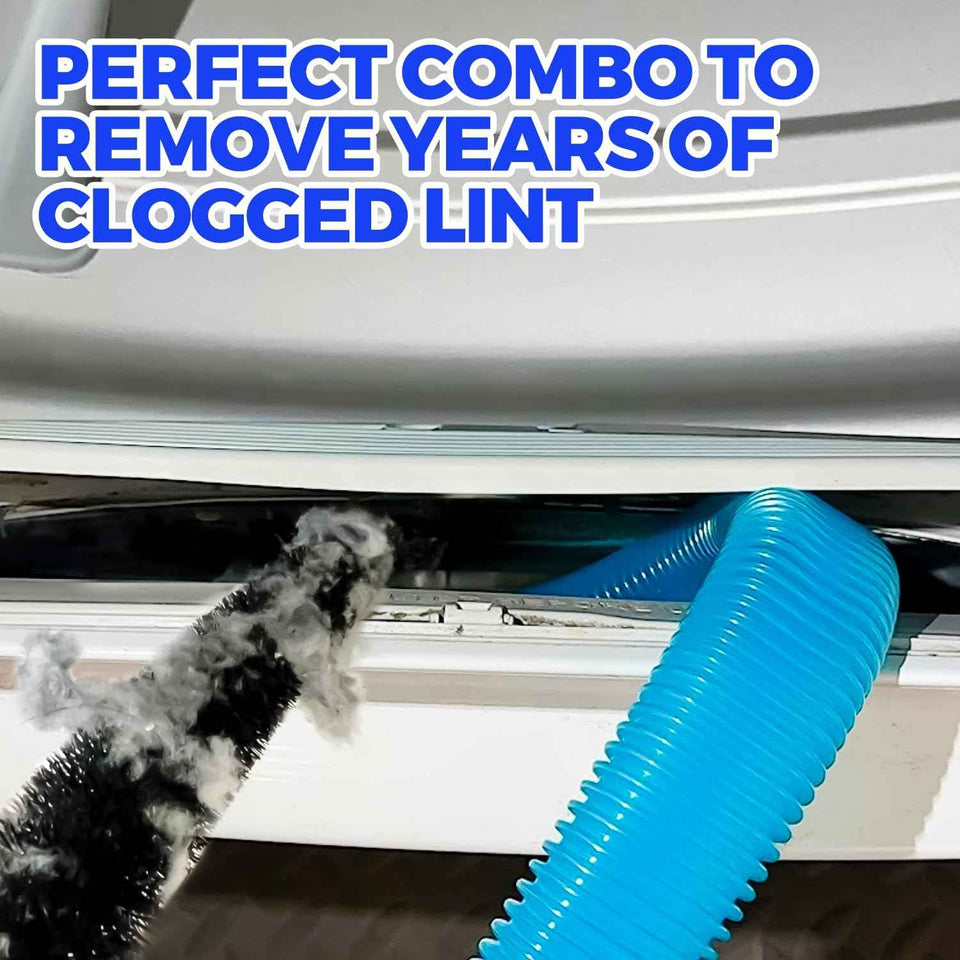 Holikme 2 Pieces Dryer Vent Cleaner Kit, Dryer Lint Vacuum Attachment and Flexible Dryer Lint Brush, Dryer Vent Vacuum Hose Attachment,Blue