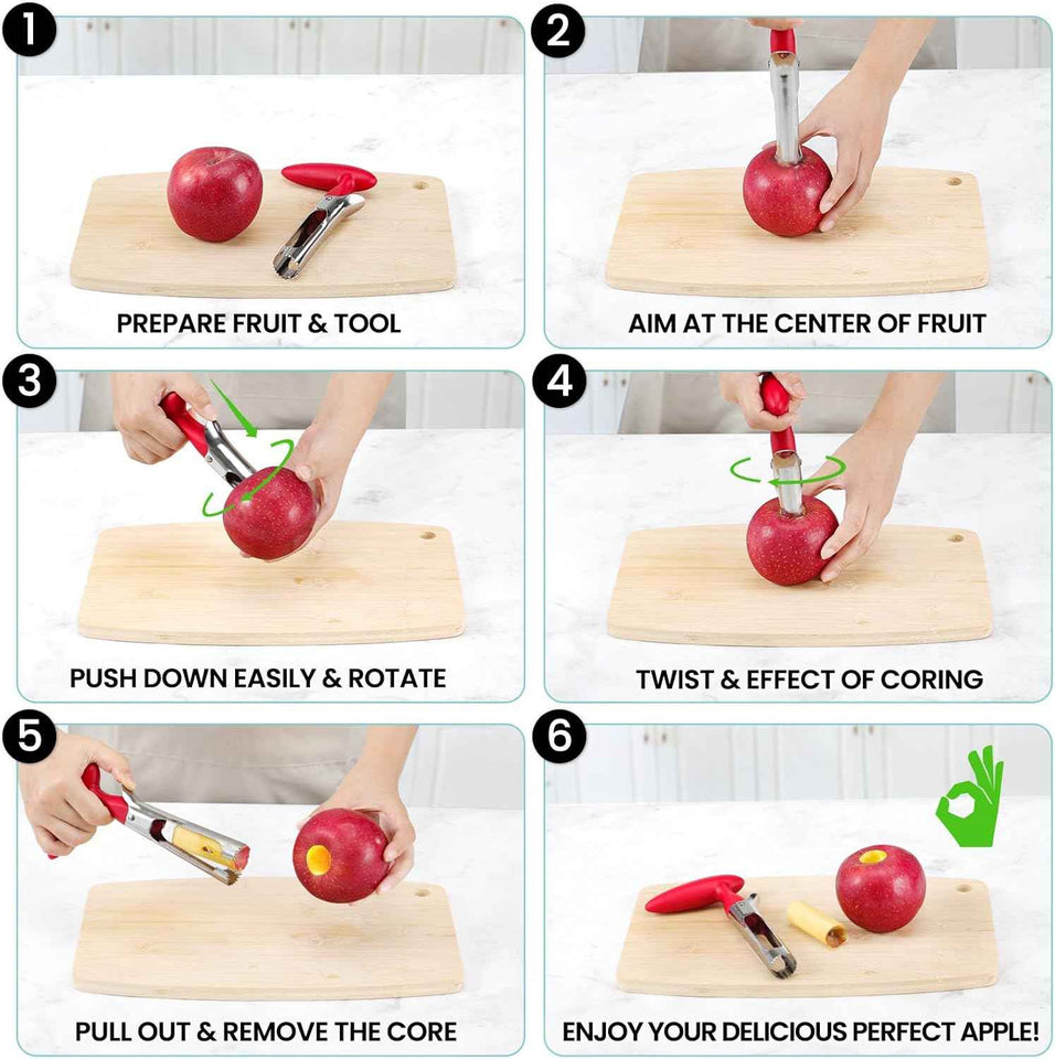 SCHVUBENR premium apple corer tool with sharp stainless steel blades for easy apple and pear coring