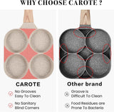 CAROTE 4-Cup Nonstick Granite Omelette Skillet, Pancake Pan and Healthy Egg Cooker for Gas Stove & Induction Cookware