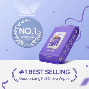 hicc pet cleaning deodorizing glove wipes for dogs & cats, vet recommended, hypoallergenic, coconut oil