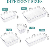 16-Piece Drawer Organizer Set - Clear Storage Bins for Makeup, Jewelry, Utensils and Gadgets
