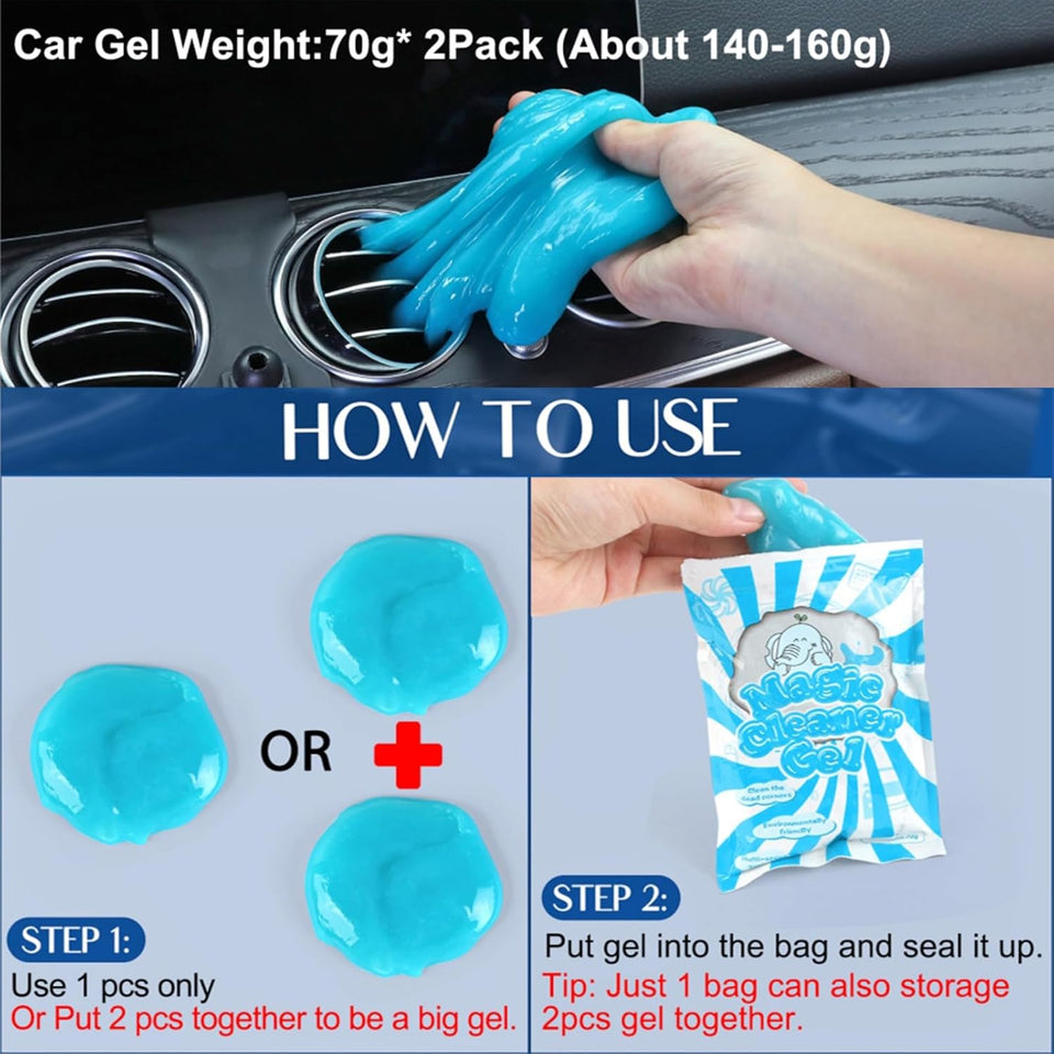Car Interior Duster Detail Brush Cleaning Gel Kit with Soft Dash Vent Dusting Slime Putty Detailing Brushes for Auto, Truck, SUV, RV