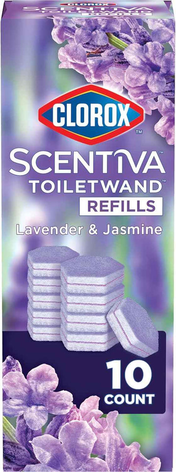 Clorox Scentiva ToiletWand Refills, Toilet Brush, Lavender and Jasmine, 10 Count