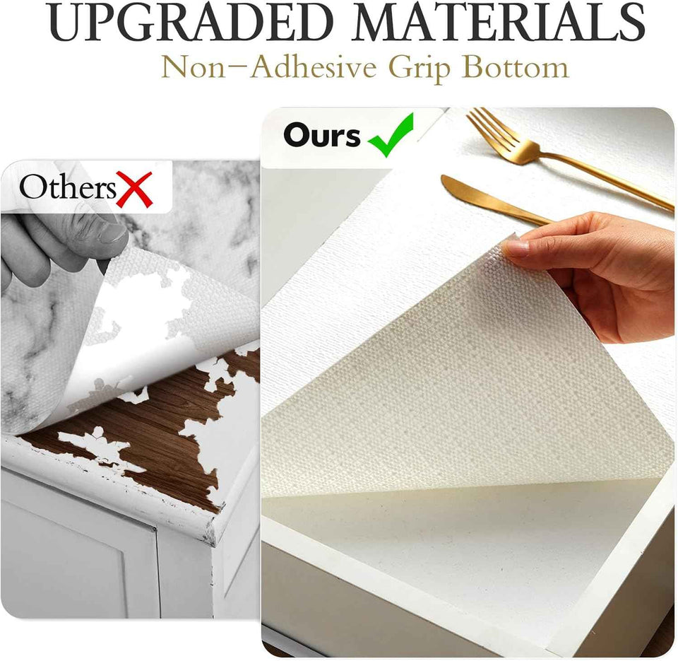Beautysaid Shelf and Drawer Liner for Kitchen Cabinet, Non Adhesive Non Slip Shelf Paper Waterproof Washable Thickened for Dresser Pantry Shelve Bathroom Protector Liner(White,12 in x 10 FT)