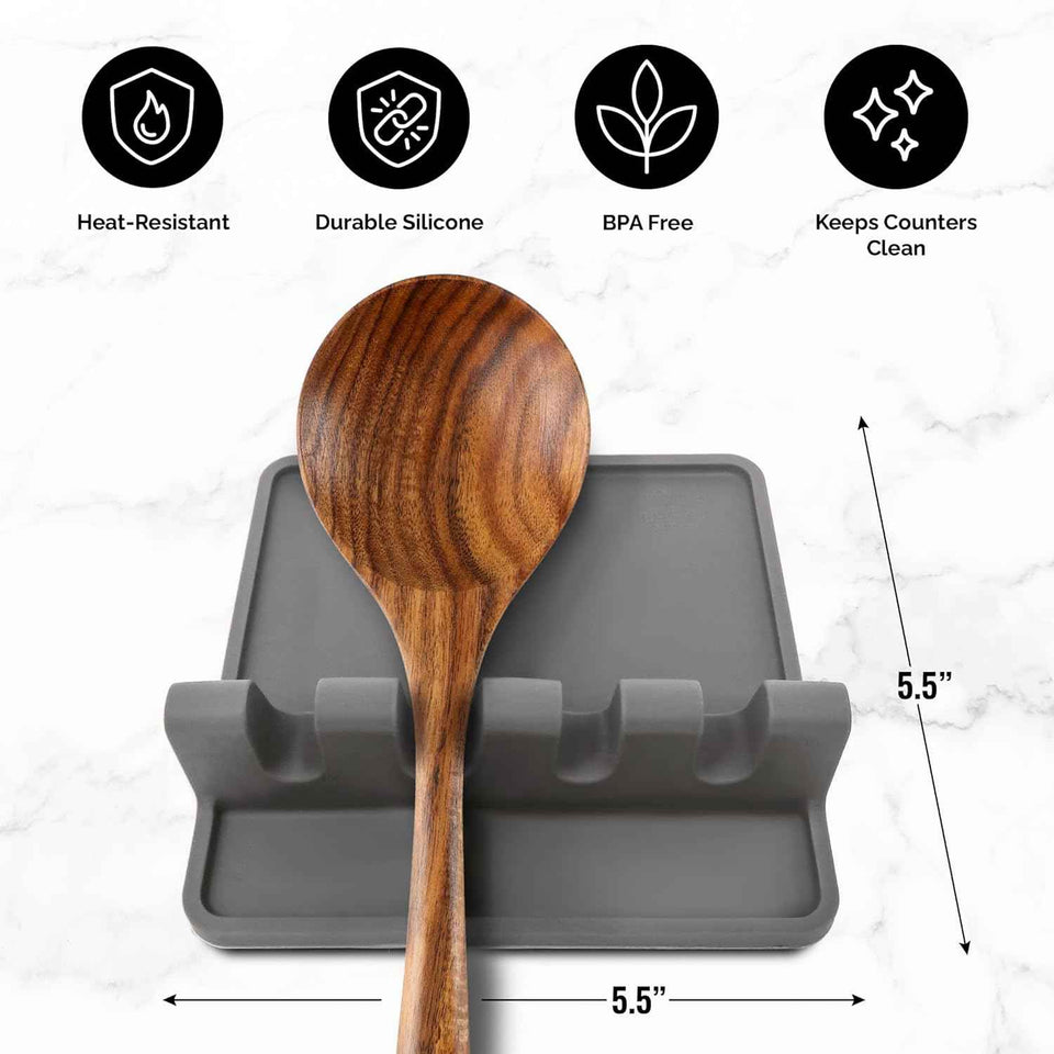 Silicone Utensil Rest with Drip Pad, Heat-Resistant, Durable, and BPA-Free Utensil Holder for Stove Top Kitchen Utensils