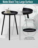 AOJEZOR Side Table: End Table for Any Room - Small Side Tables for Small Spaces All Matte Black with 3 Legged