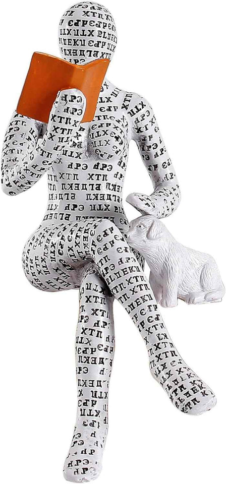 GRAPMKTG Home Decor Pulp Reading Women Thinker Statue Aesthetic Sculpture Room Decor Modern Abstract Decoration on Shelf Table Desk for Living Room Office Bedroom A