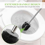 Compact Toilet Brush & Holder, Stainless Steel Handle, Space Saving for Storage