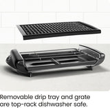 Chefman Electric Smokeless Indoor Grill w/ Non-Stick Cooking Surface & Adjustable Temperature Knob from Warm to Sear for Customized BBQing, Dishwasher Safe Removable Water Tray, Black