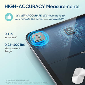 Etekcity Smart Scale for Body Weight, FSA&HSA Eligible, Bathroom Digital Weighing Scale with BMI, Body Fat, Muscle Mass, Accurate Bluetooth Home User Health Equipment Sync Apps, LED, Tempered glass