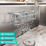 HapiRm 4-in-1 Stainless Steel Sink Caddy with Sponge Holder, Dish Cloth Hanger, Soap Rack, and Sink Stopper Rack