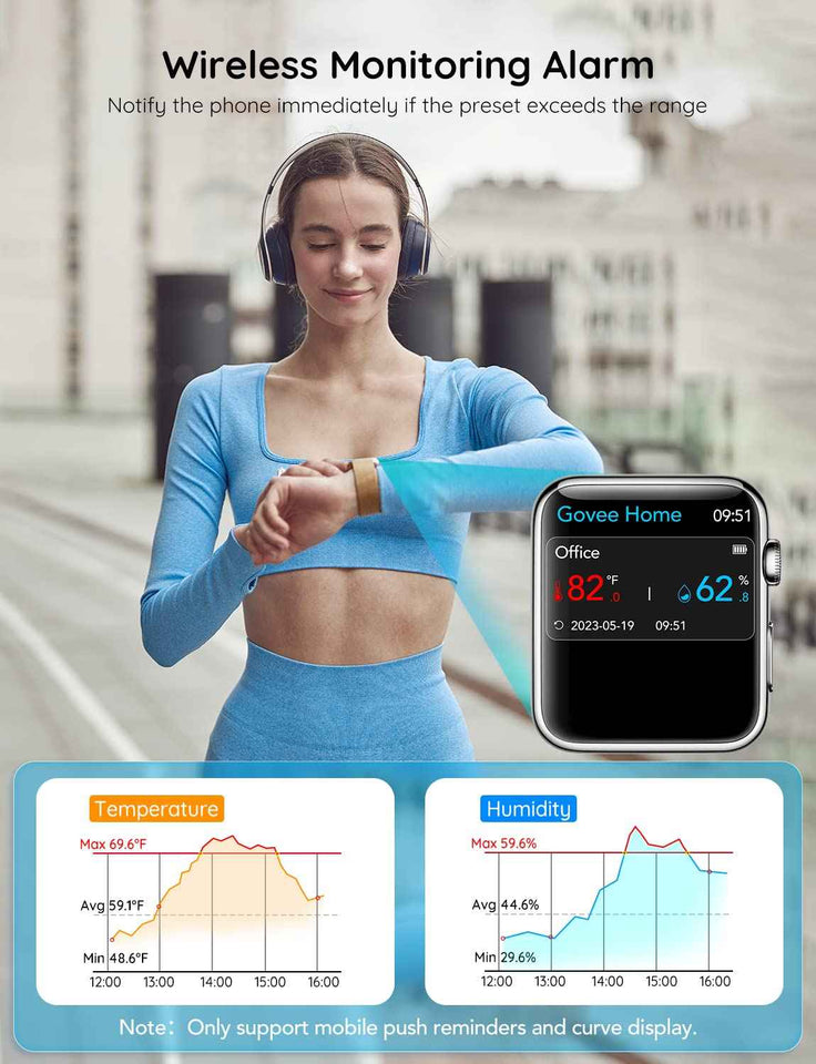 Govee WiFi Thermometer Hygrometer H5103, Indoor Bluetooth Temperature Humidity Sensor with Electronic Ink Display, App Notification Alert, Free Data Storage Export, Digital Remote Monitor for Bedroom