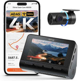 70mai 4K front and rear dash cam with STARVIS, Wi-Fi, GPS, and ADAS features
