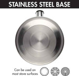 Primula Stewart Whistling Stovetop Tea Kettle Food Grade Stainless Steel, Hot Water Fast to Boil, Cool Touch Folding, 1.5-Quart, Brushed with Black Handle