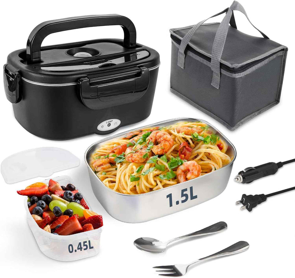 100W Cordless Electric Lunch Box for Adults & Men, Rechargeable Battery Powered Heated Lunch Box, 1.2L Portable Food Warmer Lunchbox with 5-Sided Heating for Work Car Outdoor Use