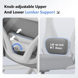 Ergonomic Office Chair M903, Computer Desk Chair with Wheels, High Back Mesh Office Chair with Adjustable Lumbar Support, Headrest, Flip-Up Armrests, Withe Grey