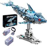 Myth Qholve Mechanical Blue Dolphin Building Blocks Set Hand-Operated Motion, Detailed Gear Design, Display & Play Model Futuristic Ocean Animal Model