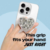 OnTheGrip Collapsible Expandible Diamond Heart Grip Stand Holder for Smartphone Tablet Silver Big
