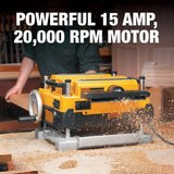 DEWALT Thickness Planer, 13-inch Wood Planer, Three Knife Two Speed, 15 Amp, 20,000 RPM Motor (DW735X)