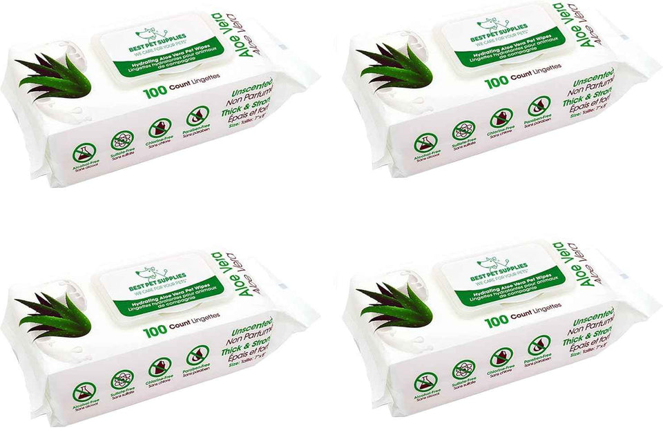 Best Pet Supplies Pet Wipes for Dogs - Dog Wipes Cleaning Deodorizing, for Coats, Ears, Paws - Hydrating, Aloe Vera