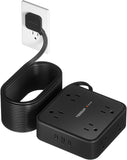 TESSAN Surge Protector Power Strip, 5 Ft Flat Plug Extension Cord with 3 USB (1 USB C) 8 Outlets, 900J Surge Protection, 3 Sided Outlet Extender with Power Switch for Office, Dorm Room Essentials