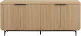 Walker Edison Reema Fluted 4-Door Kitchen Sideboard Buffet Console, 69 Inch, Coastal Oak