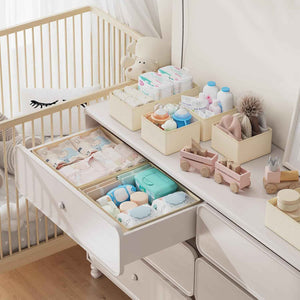 DIMJ 18-Pack Baby Dresser Organizer with Fabric Storage Dividers for Nursery Closet Organization