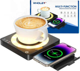 Coffee Mug Warmer, Smart Mug Warmer, 15W Wireless Phone Charging, 3 Heat Settings Temperature Controlled, 8H Auto Off, Candle Warmer, Safe for Heating Coffee, Beverage, Milk, Tea (Blue)