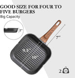 SENSARTE 9.5 inch nonstick grill pan, PFOA free, versatile griddle for stove tops and outdoor grilling.