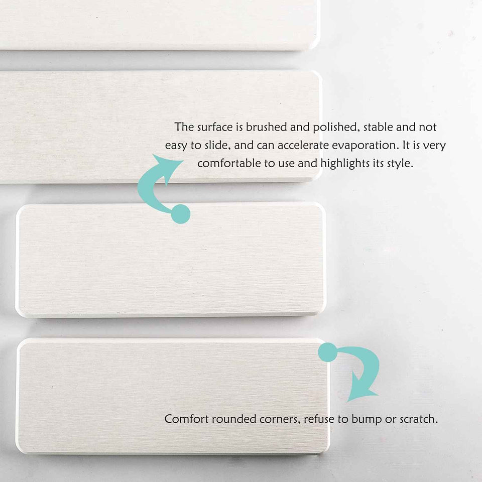 2 Pcs Water Absorbing Stone Trays, Kitchen/Bathroom Sink Soap Dish, Diatomite Tray Used for Hand Soap & Cosmetic Bottles in The Modern Home, 3.15" W x 8.7" L, White