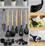 Silicone kitchen utensils set, 22-pc, non-stick, dishwasher safe, BPA free