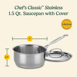 Cuisinart 1.5 Quart Saucepan w/Cover, Chef's Classic Stainless Steel Cookware Collection, 719-16
