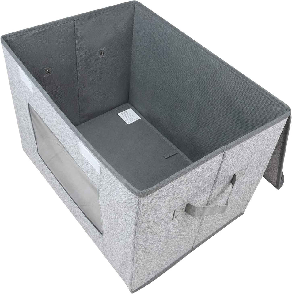univivi 4-pack large collapsible storage bins with gray lids for home office and bedroom organization