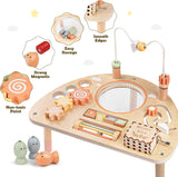 Montessori Wooden Sensory Play Table for Toddlers 1-3 Years, 8-in-1 Activity Center for 1-2 Year Old Girls and Boys
