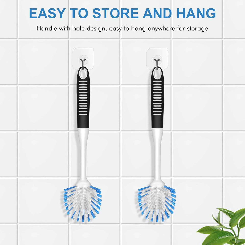 SetSail 2 Pack Dish Scrub Brushes with Built-in Scraper for Cleaning Dishes, Pots and Pans, Kitchen Sink