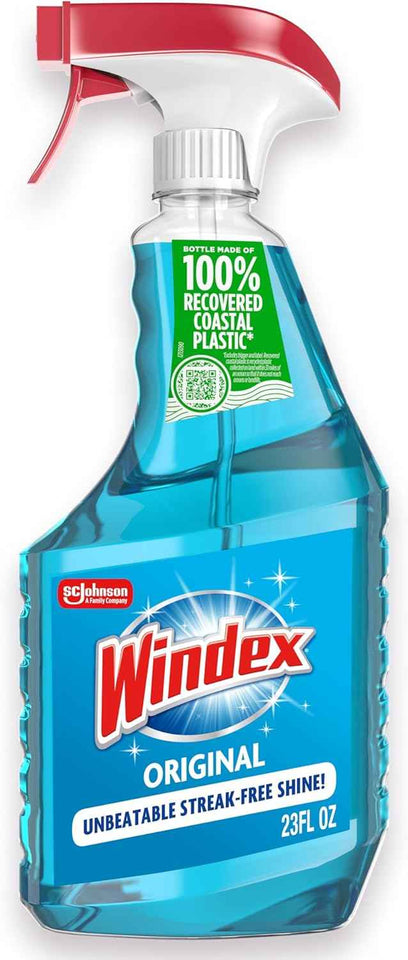 Windex Original Glass Cleaner Spray Bottle, 23 Fl Oz, Streak-Free Shine, Original Blue Scent