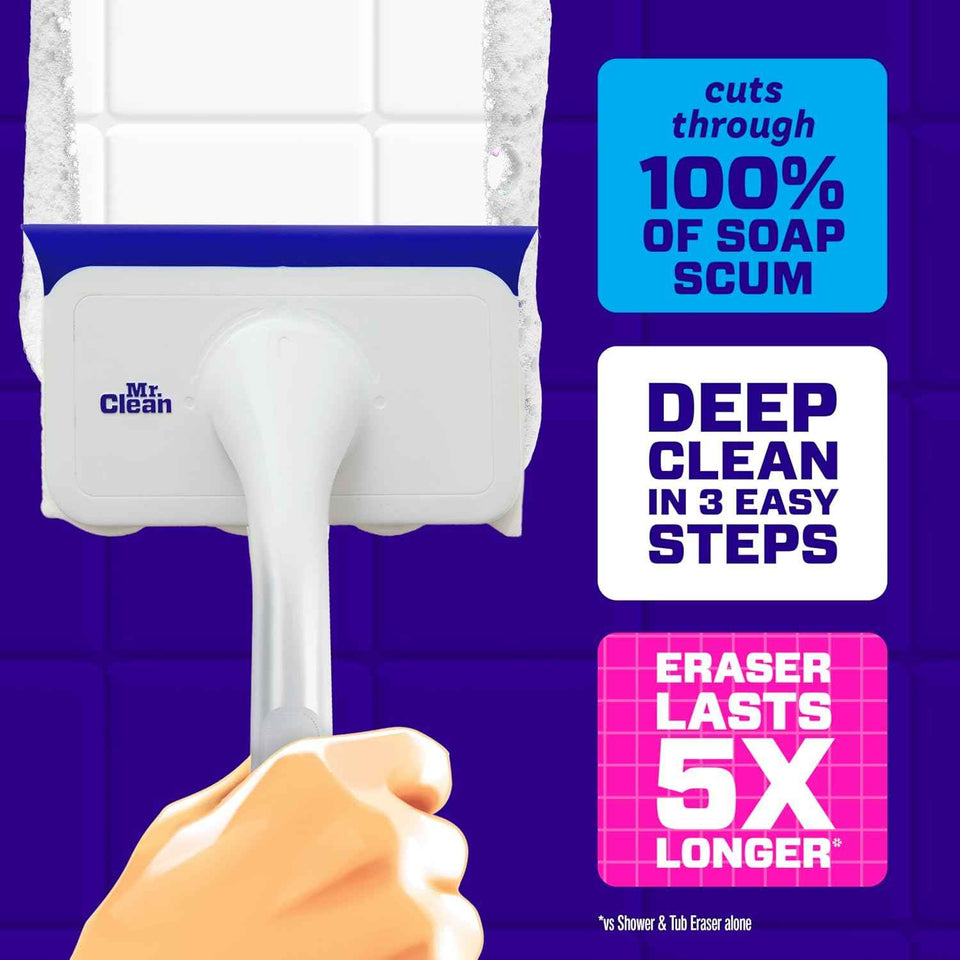 mr clean magic eraser shower tub scrubber bathroom cleaner lemon starter kit