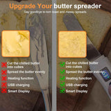 Heated Butter Knife, Smart Stainless Steel Electric Butter Spreader for Hard Butter, Cheese, Peanut Butter, Jam & Honey, Adjustable Heat (131℉/158℉), Rechargeable USB Kitchen Gadget Butter Knives