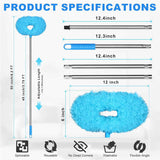 Storystore Ceiling Fan Cleaner Duster with Extension Pole, Adjustable from 13 to 49.7 Inches, Removable Fan Blade Cleaner (Blue)