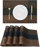 HeloHo Black Placemats Set of 4 Heat-Resistant Washable Place Mats Non-Slip Vinyl Woven Table Mats Wipeable Placemat for Kitchen Dining Table Decoration Indoor Outdoor