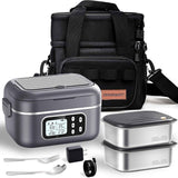 2 x 6.3-Cup Cordless Electric Heated Lunch Box, 100W Rechargeable Portable Food Warmer for Adults and Travel