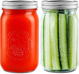 Miuyhji Wide Mouth Mason Jars 16 oz with Lids [6 Pack], Canning Jars with Metal Airtight Lids and Bands, 16 oz Glass Jars for Fermenting, Pickling, Freezing, Preserving, Meal Prep, Jar Décor
