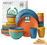 Homienly 40-Piece Unbreakable Wheat Straw Dinnerware Set, Service for 8