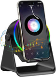 Tarkari 5-in-1 wireless induction speaker with 360° rotation stand and colorful ambient light, compatible with iPhone, iPad, and Android