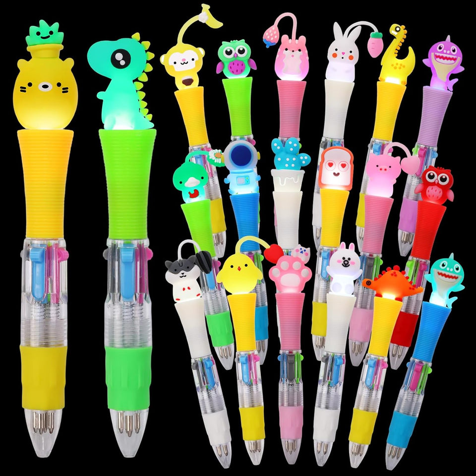 cZWZ 20Pcs Mini Multicolor Pens 4-in-1 Cute Ballpoint Pens for Kids Birthday Party Favors Gifts Teacher Supplies