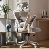 Ergonomic Office Chair M903, Computer Desk Chair with Wheels, High Back Mesh Office Chair with Adjustable Lumbar Support, Headrest, Flip-Up Armrests, Withe Grey