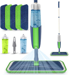 Spray Wet Mops for Hardwood Floor Cleaning: MEXERRIS Floor Mop with 5 Washable Pads for Swiffer Powermop & 2 Refillable Bottles - Home Commercial Dust Dry Mops for Wood Laminate Vinyl Tiles Ceramic