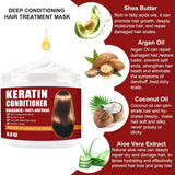 Keratin Hair Mask,Keratin Hair Treatment 250g Hair Mask for Dry Damaged Hair,Deep Conditioning Hair Treatment Mask Repair Treatment Damage Hair Root,Natural Deep Conditioner Hydrating Hair Care Gifts