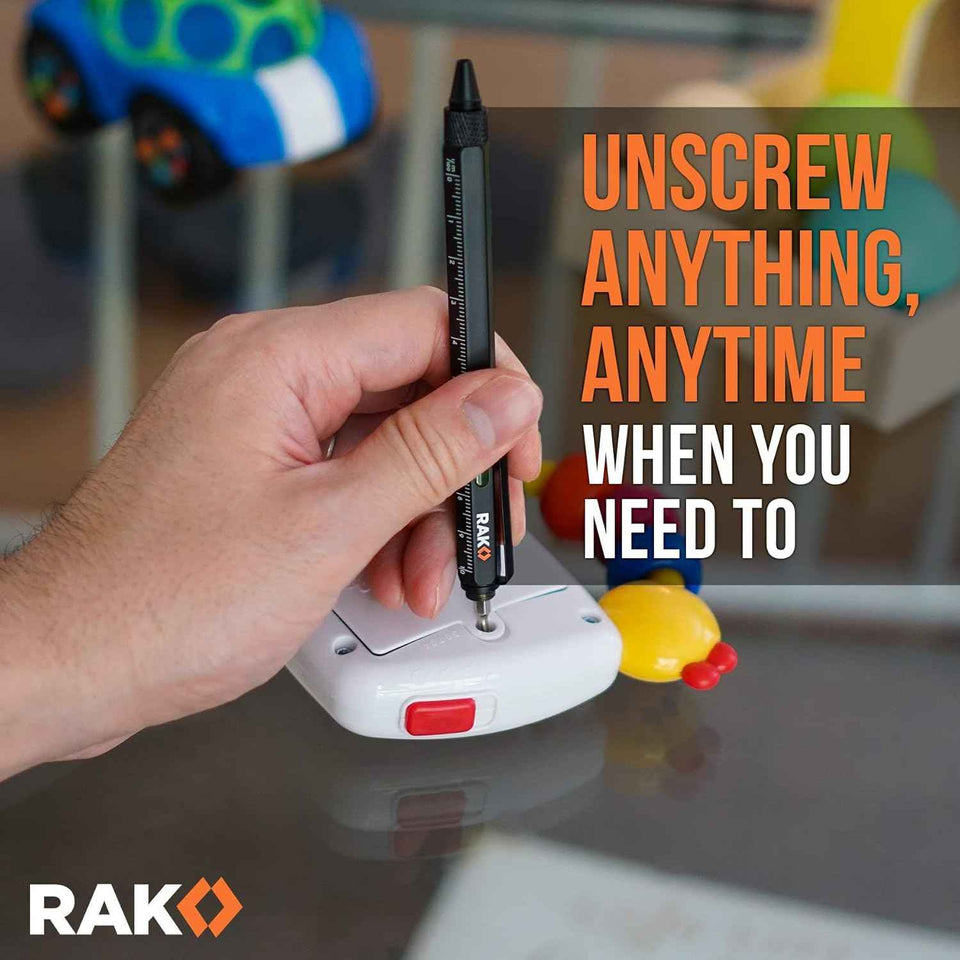 RAK Multitool Pen - Multi-Tool Pens, LED Light, Flathead, Phillips Screwdrivers, Level, Ruler, Bottle Opener, and Stylus. Cool Gadgets Gifts for Men, Dad, EDC Pen Tool, Gift-Ready Box, Pack of 2